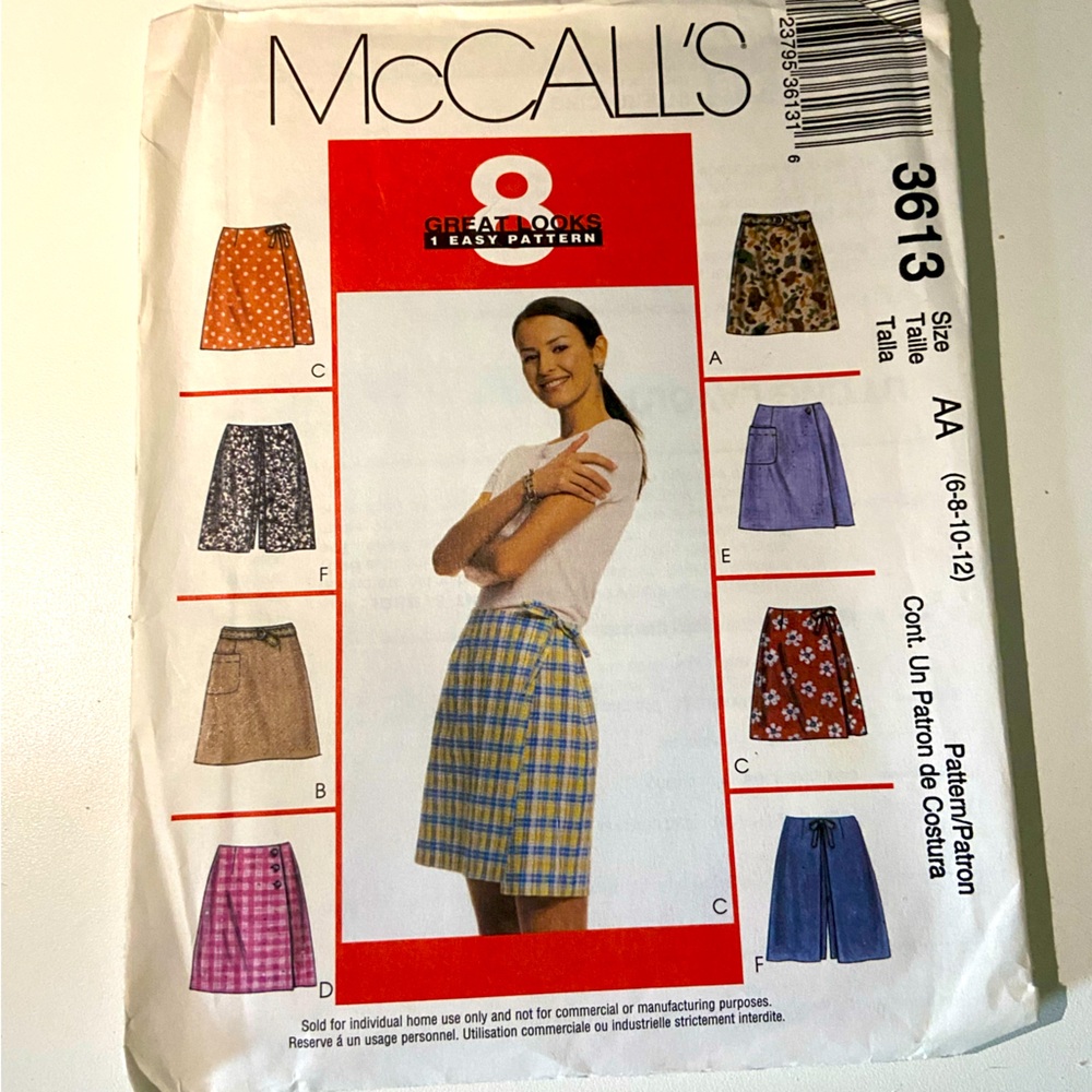 Vintage McCall’s Skorts Sewing Pattern 3613 (Sizes 6-12)